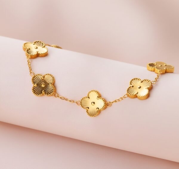 Elegant Golden Clover Flower Bracelet - Alinora Jewels - Image 6