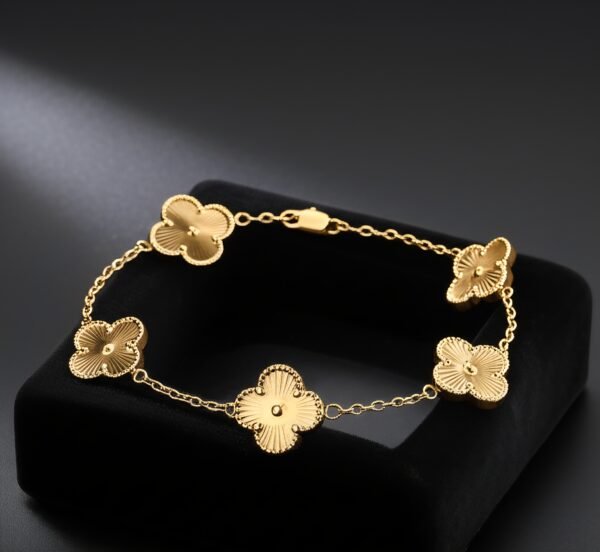 Elegant Golden Clover Flower Bracelet - Alinora Jewels - Image 5