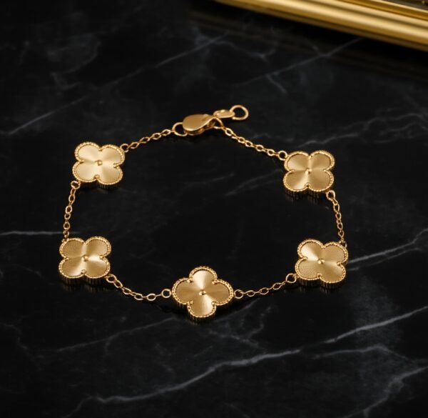Elegant Golden Clover Flower Bracelet - Alinora Jewels - Image 4