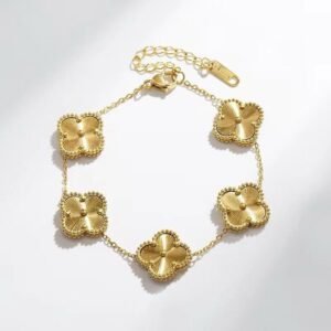 Elegant Golden Clover Flower Bracelet - Alinora Jewels