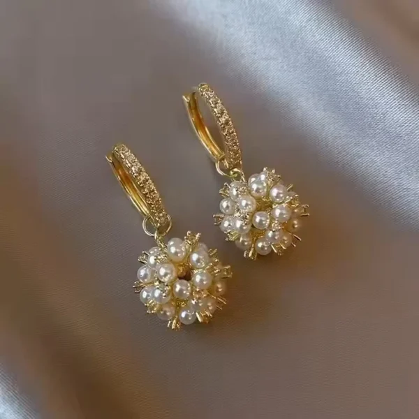 Classic Gold Plated Pearl Stud Earrings - Alinora Jewels - Image 5