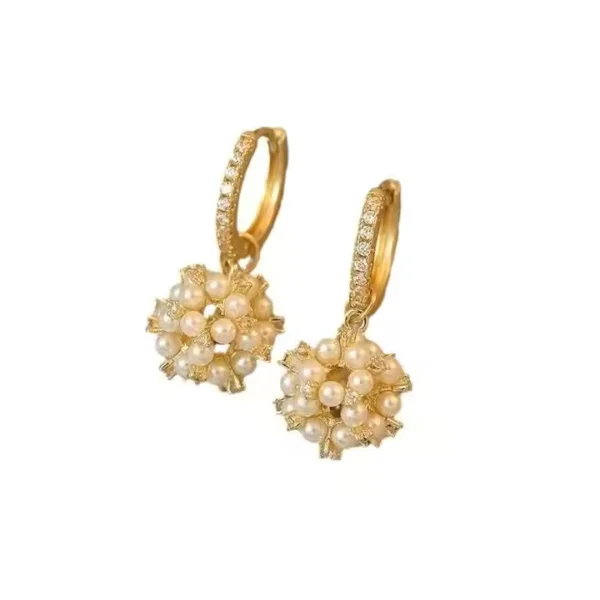 Classic Gold Plated Pearl Stud Earrings - Alinora Jewels - Image 4