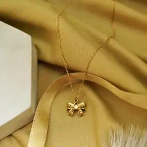 18k gold plated bow charm pendant