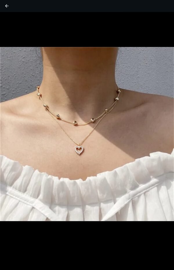 Double Heart Chain Pendant Necklace - Alinora Jewels - Image 4