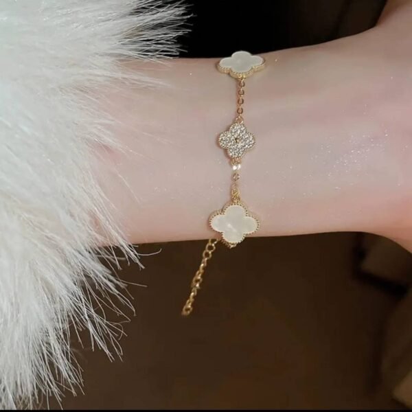 Dazzling White Diamond Clover Bracelet - Alinora Jewels