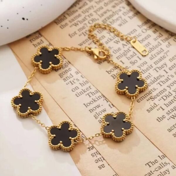 Earthy Chic Wood Shade Clover Bracelet - Alinora Jewels - Image 3
