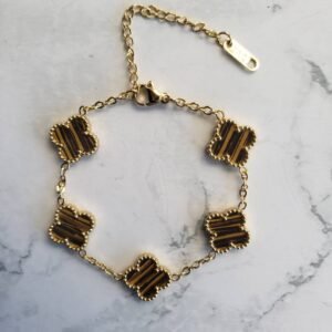 Earthy Chic Wood Shade Clover Bracelet - Alinora Jewels