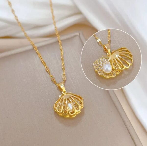 Elegant  Pearl Shell Pendant Necklace - Alinora Jewels - Image 3