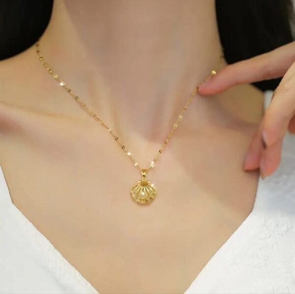 Elegant  Pearl Shell Pendant Necklace - Alinora Jewels - Image 4