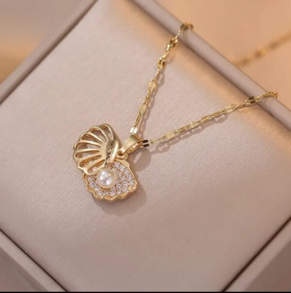 Elegant  Pearl Shell Pendant Necklace - Alinora Jewels - Image 5