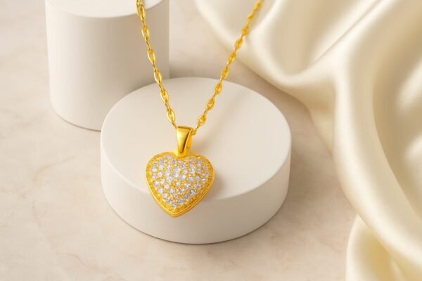 18k gold plated pearl heart necklace – elegant & timeless