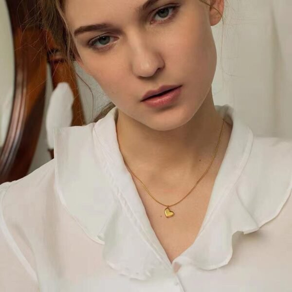 Gold Plated Heart Shape Necklace - Alinora Jewels - Image 5