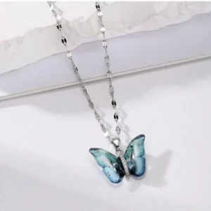 Enchanting Vibrant Blue Winged Butterfly Necklace - Alinora Jewels