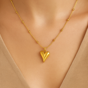 Classic  Gold Plated Heart Shape Pendant Necklace - Alinora Jewels
