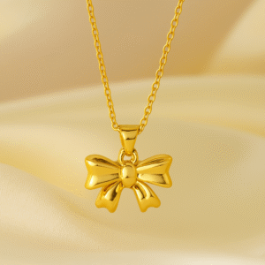 18k gold plated bow charm pendant