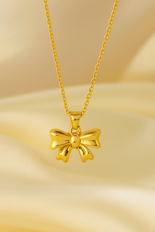 18k gold plated bow charm pendant