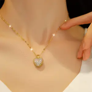 18k gold plated pearl heart necklace – elegant & timeless
