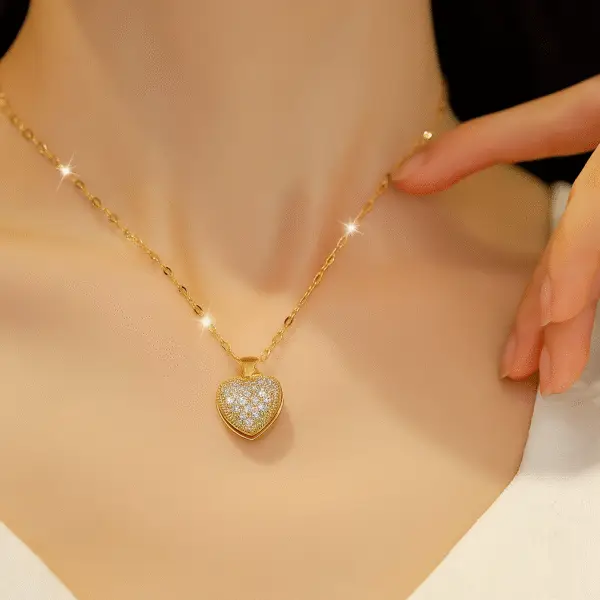 18k gold plated pearl heart necklace – elegant & timeless