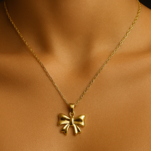 18k gold plated bow charm pendant
