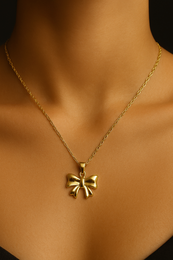 18k gold plated bow charm pendant